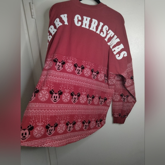 Disney (Sz L) Red & White Mickey Mouse Merry Christmas Spirit Jersey LS Sweater - Picture 8 of 10